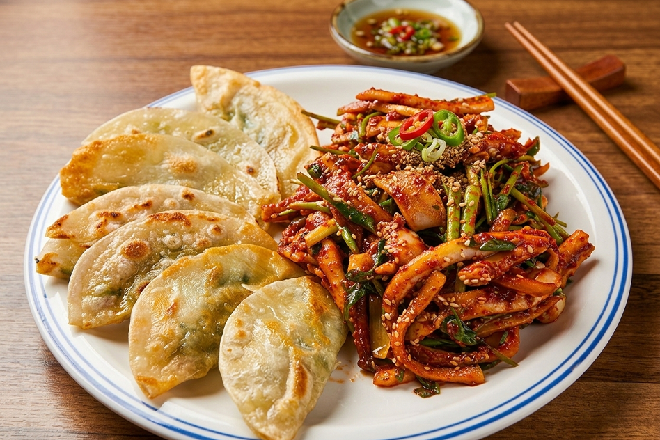 오징어초무침&대구식납작만두